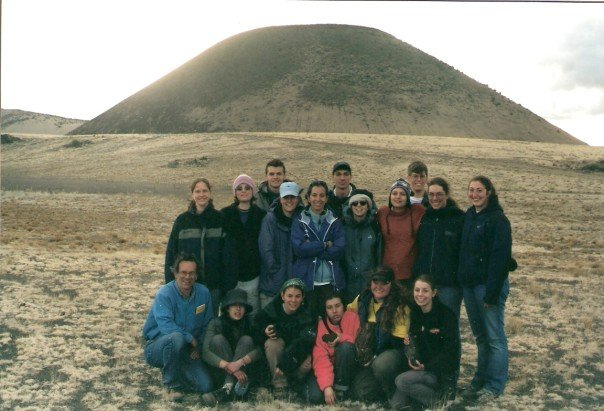 Image of group of students standing in SP crater on a geology field trip