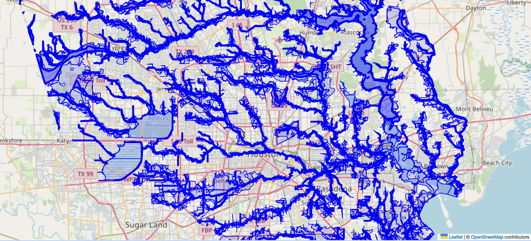 "Zoomed out map of Houston area floodplains."