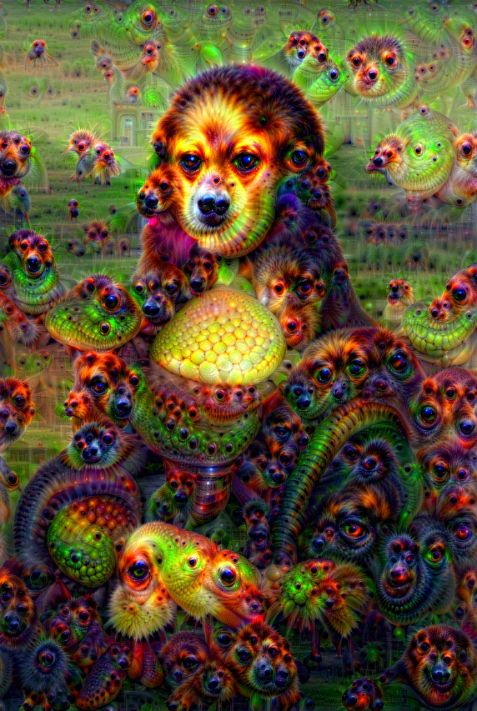 "Mona Lisa" with DeepDream effect using VGG16 network trained on ImageNet
